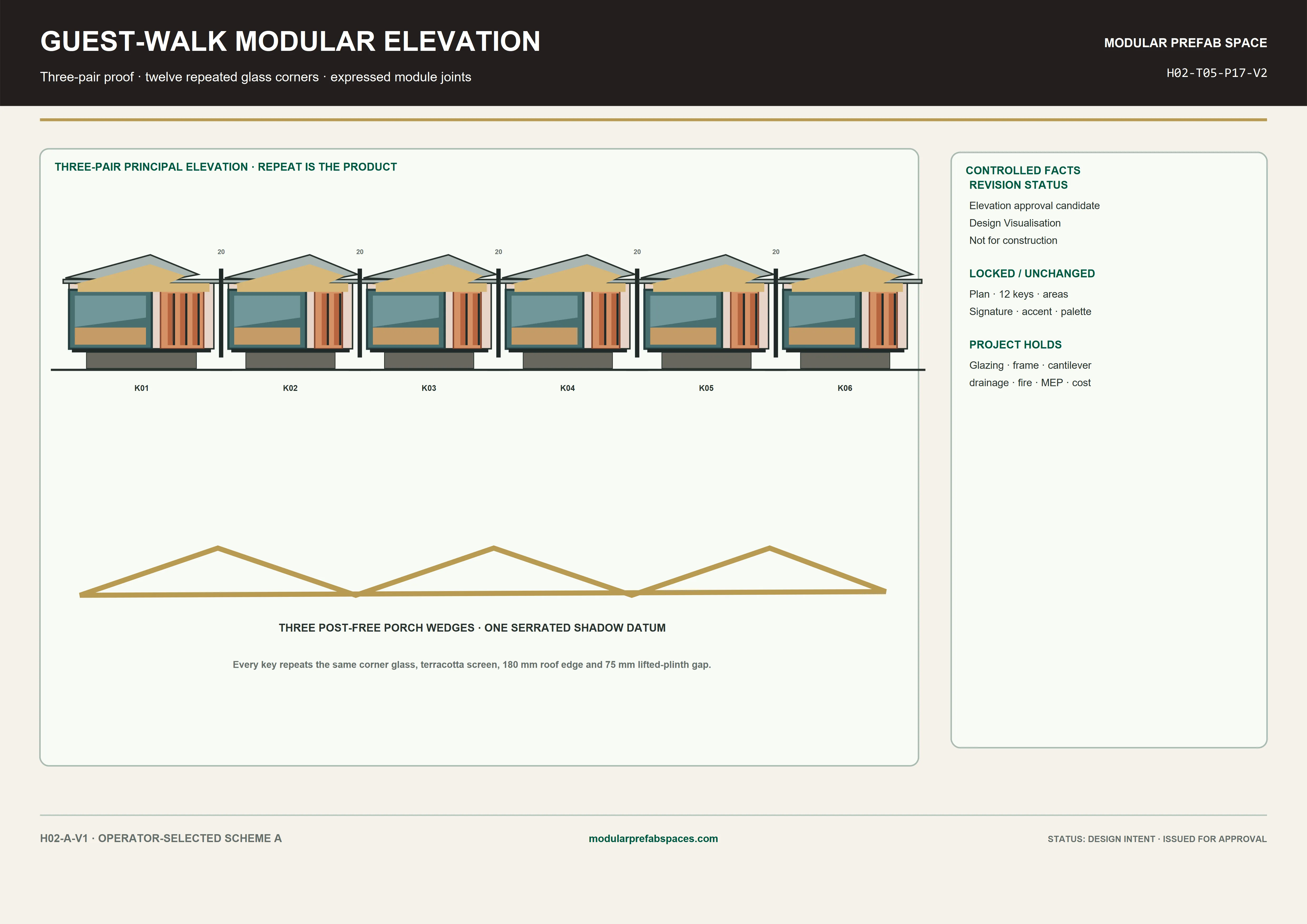 H-02 T-04 Guest-walk modular elevation technical drawing sheet