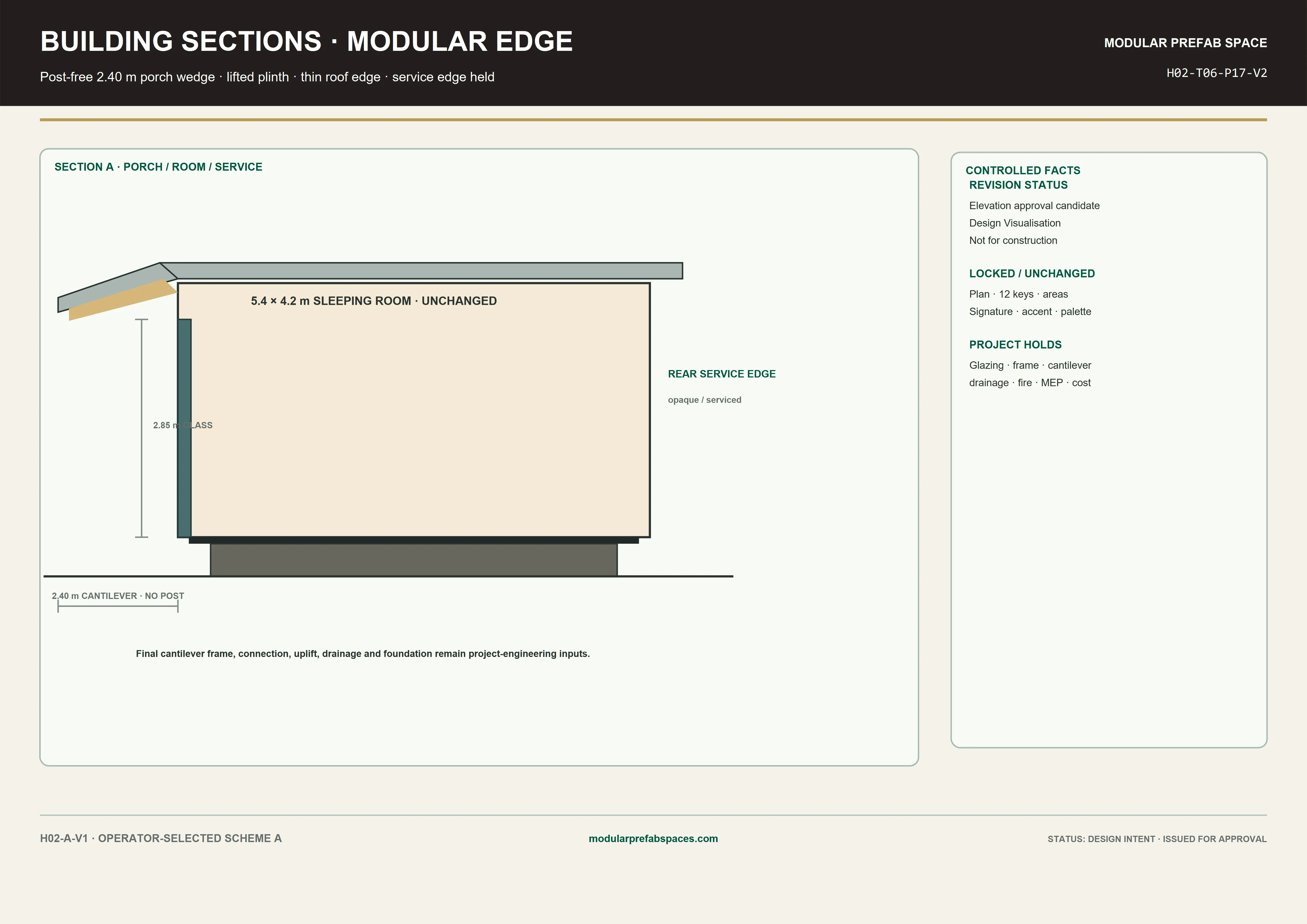 H-02 T-05 Building sections, modular edge technical drawing sheet
